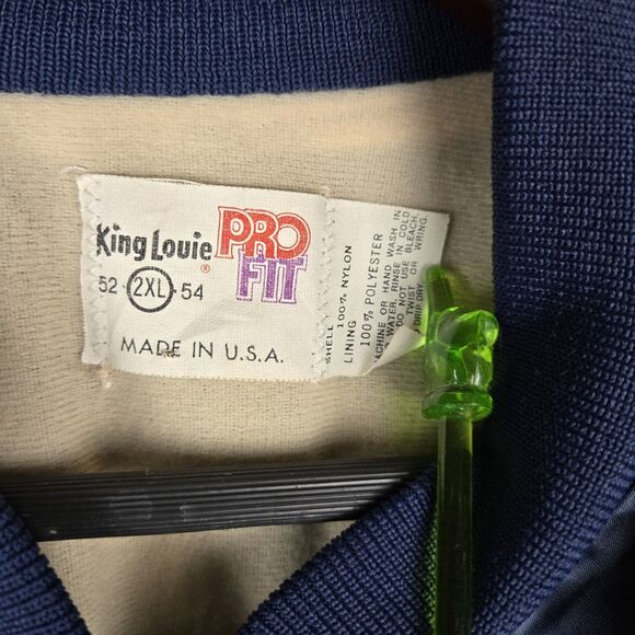 Vtg King Louie IBEW A Century of Service 1891-1991 Satin Bomber Jacket 2XL Blue - Picture 5 of 6